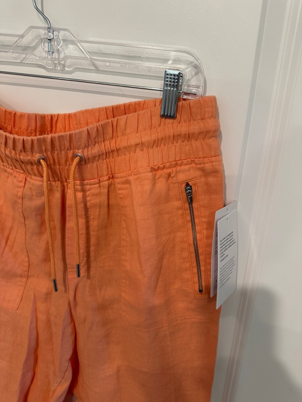 Athleta Neon Orange Linen Joggers Size 10TALL - Picture 5 of 7